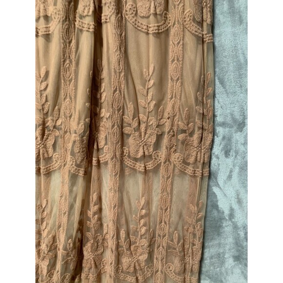 Lace Maxi Dress Womens Small Peachy Blush Sheer Whimsy Fairycore Regencycore Y2K - Picture 7 of 16